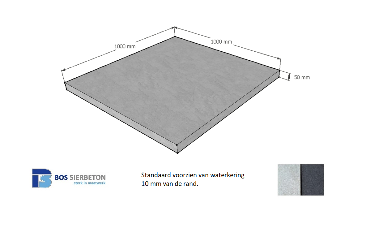 Paalmuts vlak 100 x 100 x 5 cm