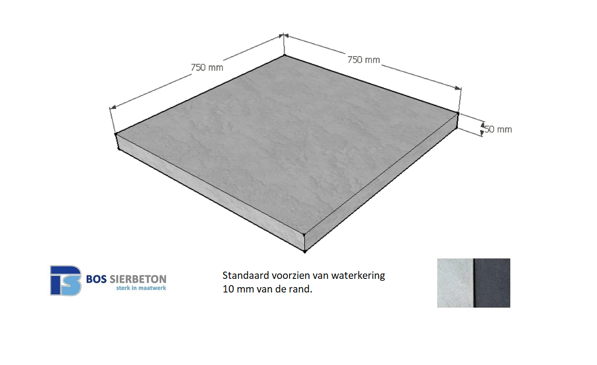 Paalmuts vlak 75 x 75 x 5 cm