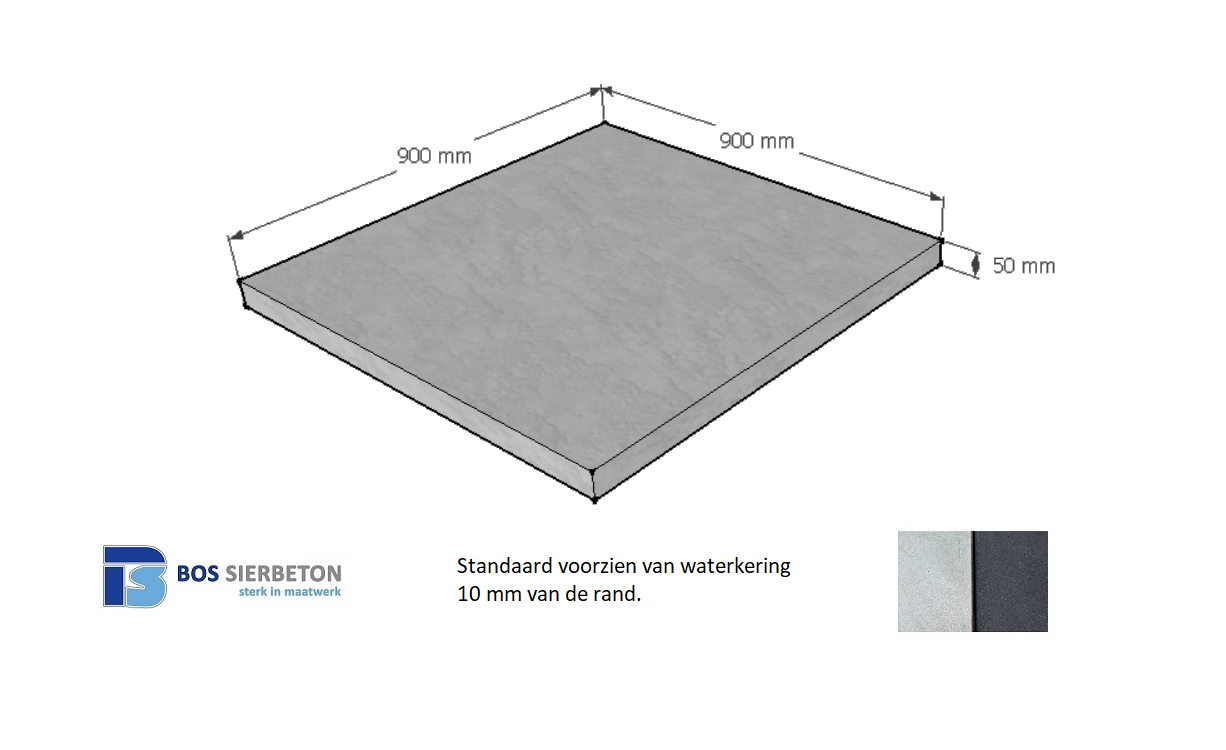 Paalmuts vlak 90 x 90 x 5 cm