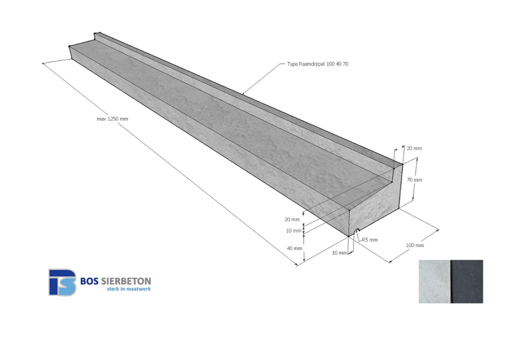 Raamdorpel 100 x 40 / 65 mm