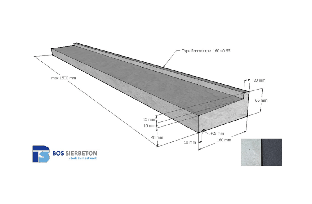 Raamdorpel 160 x 40 / 65 mm