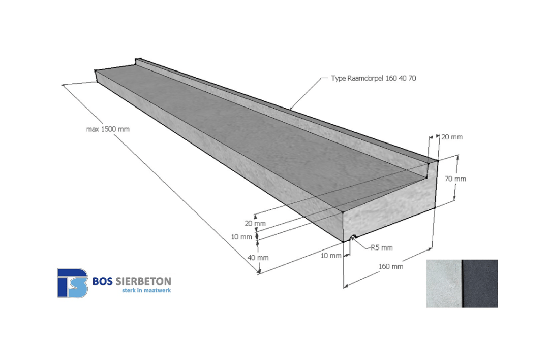 Raamdorpel 160 x 40 / 70 mm