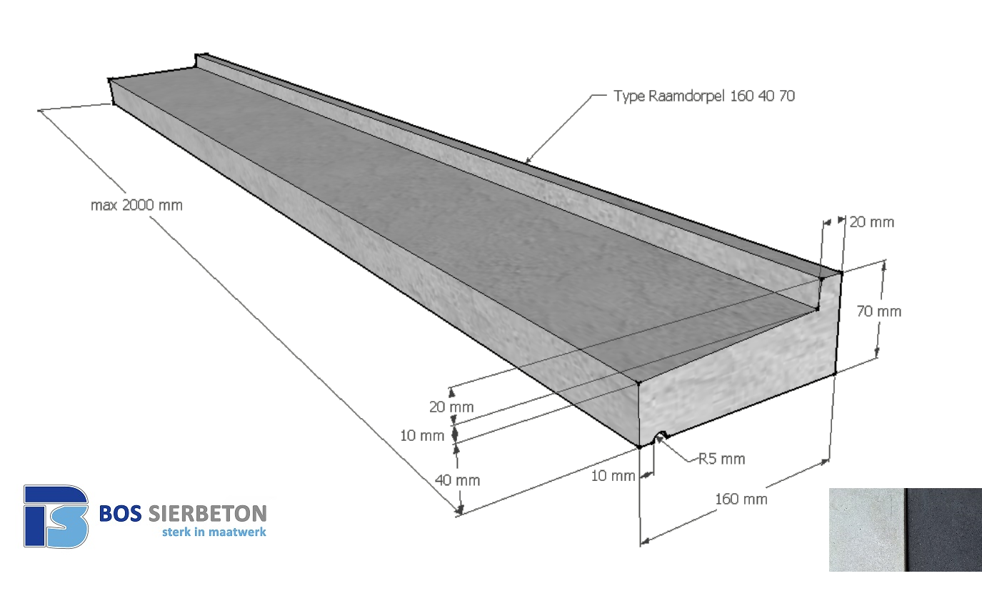 Raamdorpel 160 x 40 / 70 mm