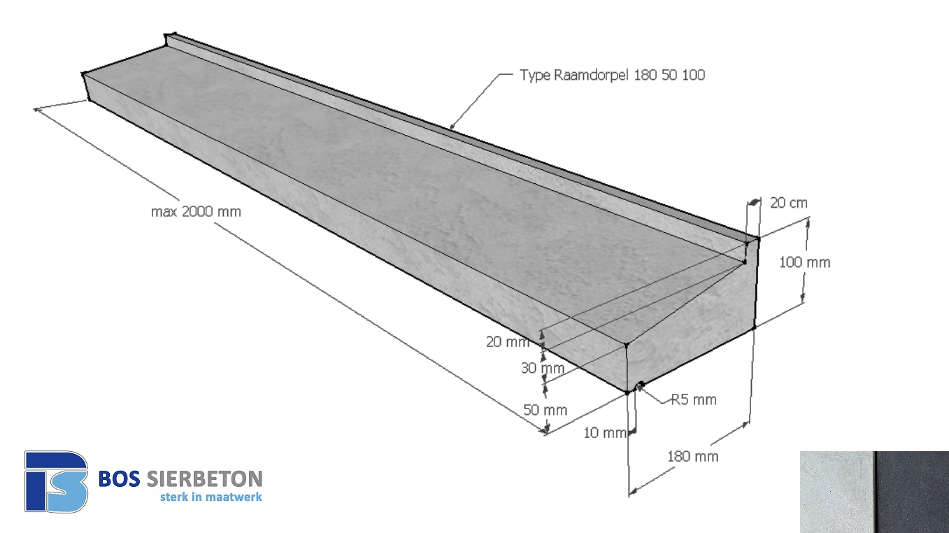 Raamdorpel 180 x 50 / 100 mm