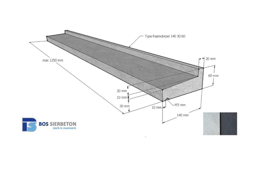 Raamdorpel 140 x 30 / 60 mm