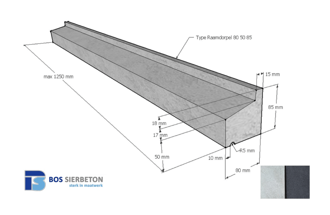 Raamdorpel 80 x 50 / 85 mm