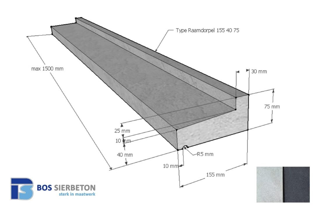 Raamdorpel 155 40 / 75 mm