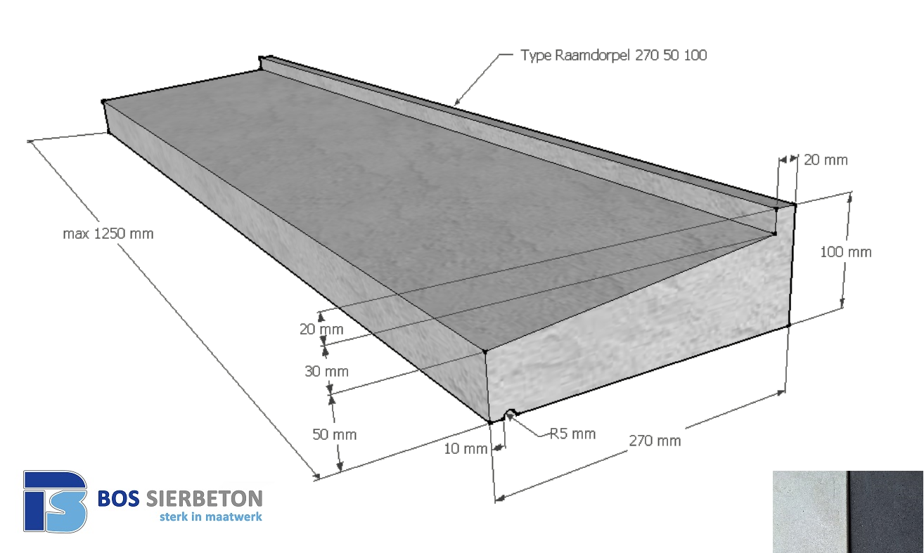 Raamdorpel 270 x 50 / 100 mm